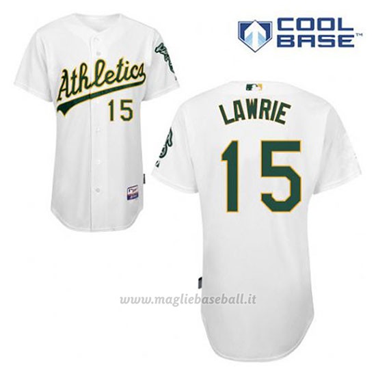 Maglia Baseball Uomo Oakland Athletics Brett Lawrie 15 Bianco 1ªCool Base